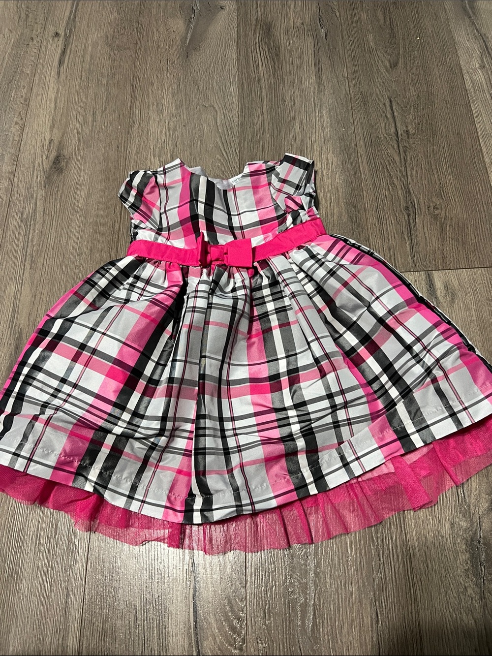 Carter's Hot Pink Black & White Plaid Party Dress with Bow